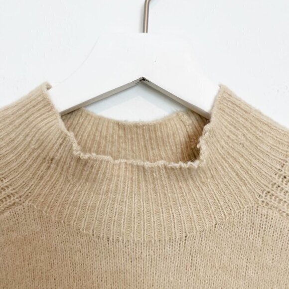 Banana Republic Wool Blend Mock Ribbed Sweater Top Quiet Luxury Winter Tan Small - Picture 6 of 10